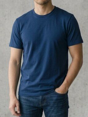 Uniqlo AIRism Crewneck T-Shirt Short Sleeve Slate Blue Small